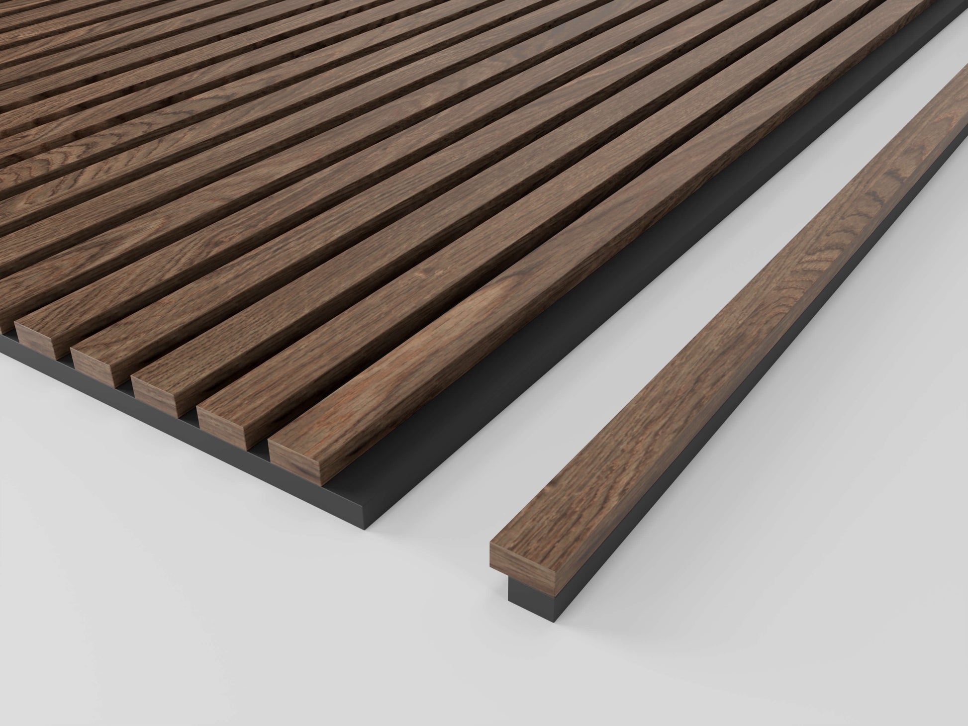 Smoked Oak End Pieces Acoustic Wood Slat wall Panel