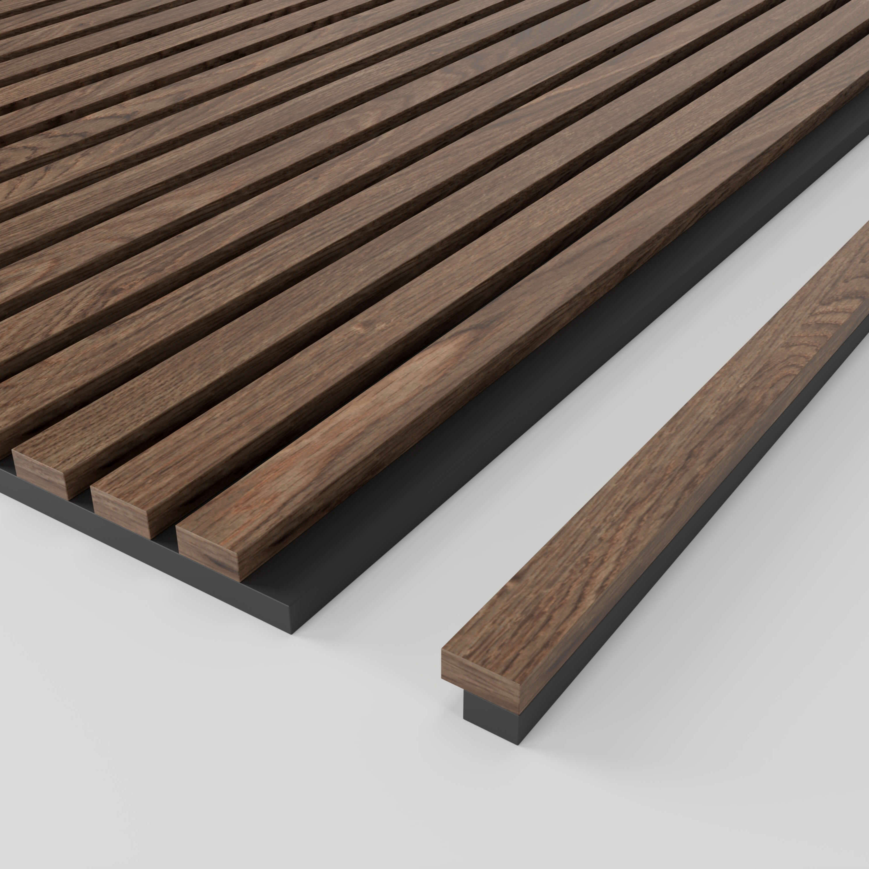 Smoked Oak End Pieces Acoustic Slat wall Panel