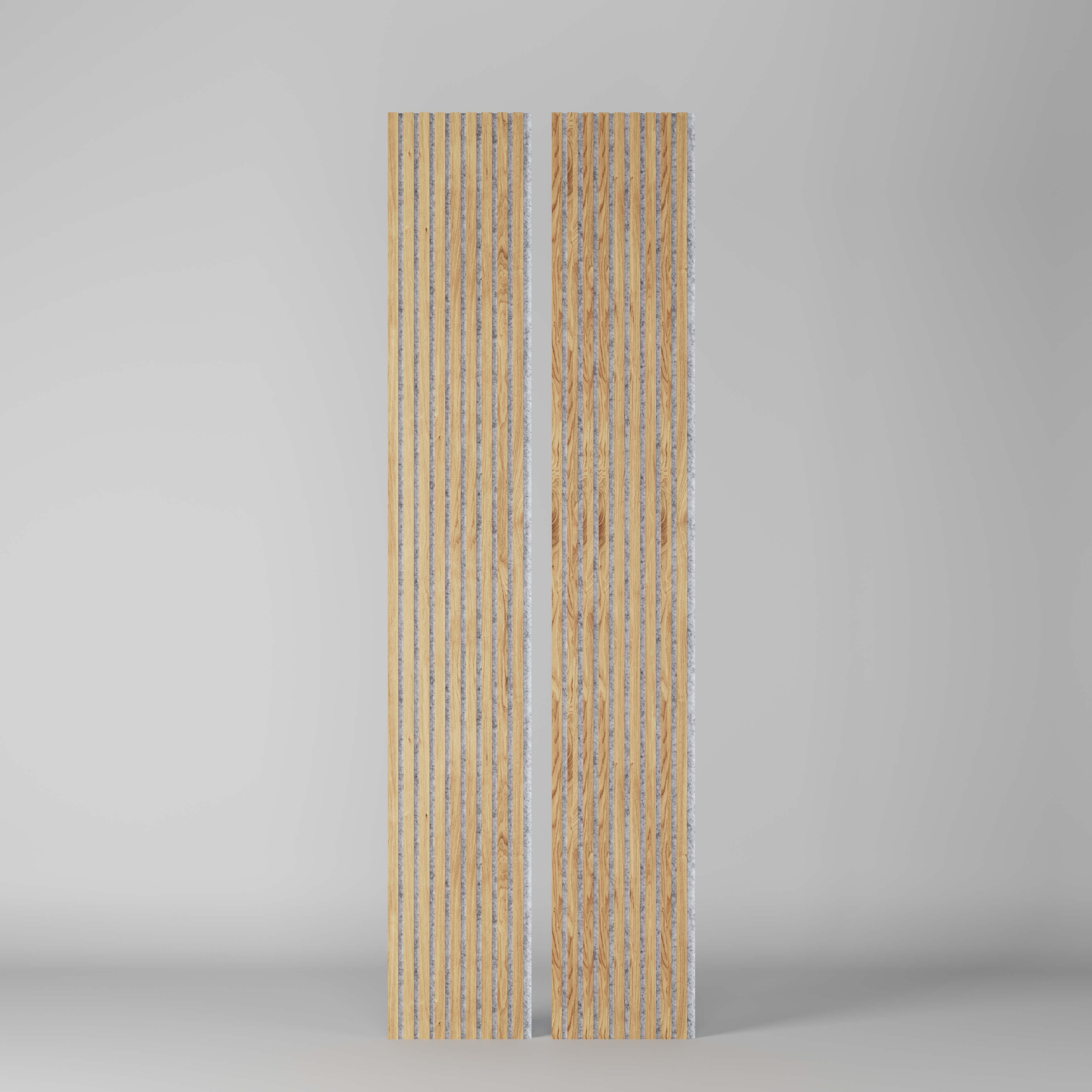 Vertical White Oak Grey felt acoustic panel
