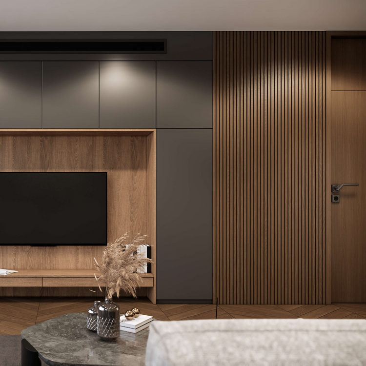 Walnut wall acoustic wood panel features