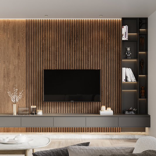 Luxury Smoked Oak Acoustic Slat Wood Wall Panels - Original Slat Panel - Premium Wood Finish