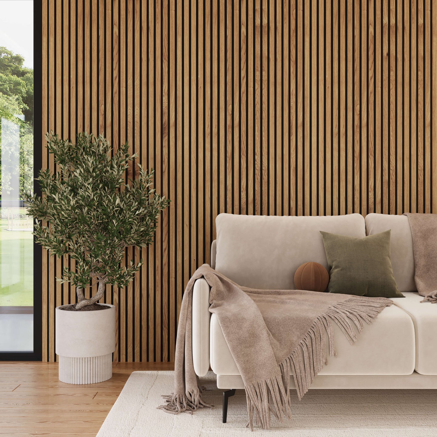 Luxury White Oak Acoustic Slat Natural Wood Wall Panels